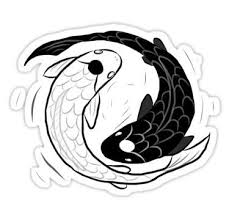 Ipad Drawing Of Koi Fish Ying Yang Sticker By Cheekysherwin Ipad Drawings Koi Fish Drawing Koi Fish Tattoo