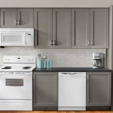 light gray kitchen cabinets with white