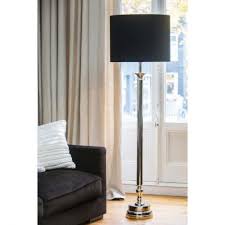 Stehlampe Mit Schwarzen Lampenschirm Stehleuchte Silber Landhaus