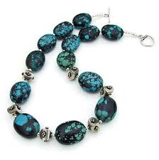 Turquoise Silver Necklace Chunky Southwest Handmade Gemstone Jewelry Gemstone Jewelry Handmade Silver Necklace Designs Silver Diamond Necklace