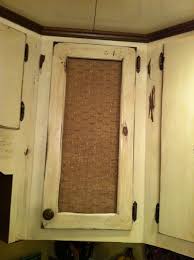 Cabinet With Chicken Wire And Burlap Trendy Farmhouse Kitchen Farmhouse Bathroom Accessories Farmhouse Kitchen Cabinets
