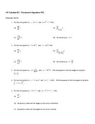 Homework help resource ch 14. Ap Calculus Parametric Equations Worksheet By Sarah Dragoon Tpt