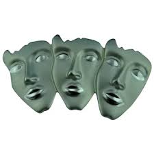 Similar Items to 1980's Three Faces Drama Pin Rhodium Plated