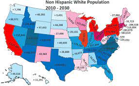 White Non Hispanic Population In America 2010 2030 North America Map America Map United States Map