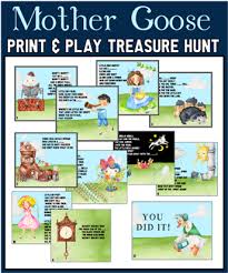 Mother goose rhymes in rebus form. Mother Goose Nursery Rhyme Treasure Hunt