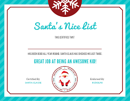 • nice list certificate (write child's name); Free Letter To Santa Template With Nice List Certificate