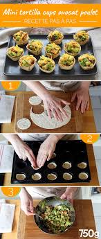 Mini Tortilla Cups Avocat Et Poulet Recette Wrap Poulet Avocat Recettes De Cuisine Avocat Poulet