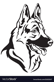Black And White German Shepherd Painting Decorative Portrait Of German Shepherd In Profile Vector Image Ad German Portrait Decorative S German Shepherd Art German Shepherd Tattoo Dog Vector