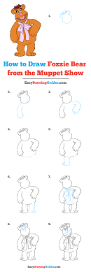 Kermit the frog and fozzie the bear. How To Draw Fozzie Bear From The Muppet Show Easy Drawing Guides