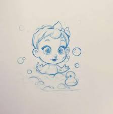 Very Cute Concept Art Sketch By Nicole Garber Of A Baby Enjoying A Bubble Bath Good Example Of Cartooning Character Design Blackpin Kunst Skizzen Konzeptkunst Skizzen Kunst
