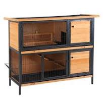 PawHut 48" 2-Story Large Rabbit Hutch Bunny Cage Wooden Pet House Metal  Frame with Rooms, Ramp, No Leak Tray, Feeding Trough, Waterproof Asphalt  Roof ...