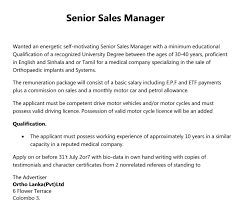 Feel free to revise this job description to meet your specific job duties and job requirements. Senior Sales Manager