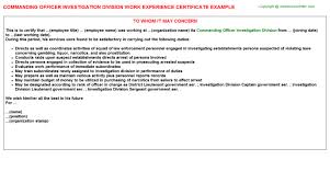 An experience certificate is essential as a supporting document for both job seekers with experience as well as a fresher. Application Letter For Investigation Officer May 2021