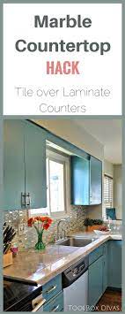 Marble Countertop Hack How To Tile Over Laminate Countertops Toolbox Divas Budget Friendly Kitchen Remodel Laminate Countertops Countertops