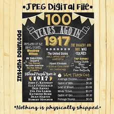 Gold 100th Birthday Chalkboard 1920 Poster 100 Years Ago In Etsy