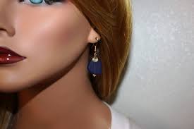 Orecchini in vetro di mare blu cobalto, orecchini in vetro marino, gioielli  in vetro marino, orecchini in vetro da spiaggia, gioielli in vetro da  spiaggia, gioielli in vetro marino, nautici