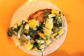 Meanwhile, for mango salsa, place mango, qukes baby cucumbers, sweet solanato tomatoes, capsicum, sweet chilli sauce and coriander in a bowl and mix. Fish Tacos With Mango Cucumber Salsa Hunt Fish Harvest