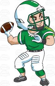 Draw a circle for the head and then add a vertical line for the helmet. A Football Quarterback Passing A Ball Football Drawing Cartoon Clip Art Football