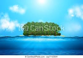 Illustration of underwater rocks with seahorse. Realistic Ocean Underwater View With Island Realistic Ocean Underwater View Island In The Background With Tropical Palm Canstock