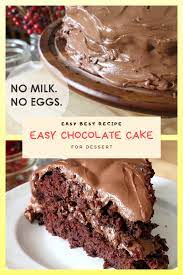 Easy Chocolate Cake For Dessert No Milk No Egg Desserts Cake Chocolate Desserts Easy Chocolate Brownie Recipes