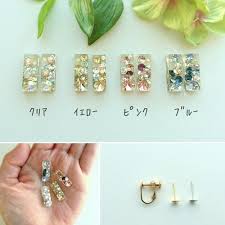 アイスキューブ スワロフスキーピアス イヤリング ビーズジュエリーパターン ハンドメイド ピアス レジン 手作り アクセサリー レジン