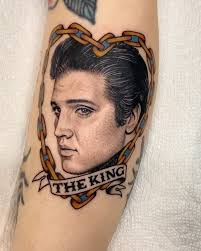 Elvis. King stud. , ., ., ., ., ., @kustomthrillsrs , ., #elvis  #elvisportrait #elvispresley #tattoo #realism