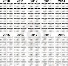 A Set Of Vector Calendars From The Year 2010 To 2015 In 2020 5 Year Calendar Calendar Printables Daily Calendar Template