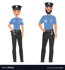Two Young Happy Police Officers Man And Woman Vector Image On Vectorstock Police Officer Police Man
