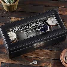 Engraved Glass Leather Watch Box Timeless Message