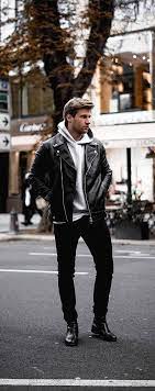 Street Style Hoodie Outfit Ideas For Men Leather Jacket Outfit Men Hoodie Outfit Men Leather Jacket Men Style