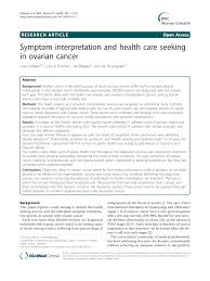 Ovarian cancer is highly curable if it's diagnosed and treated early, but the symptoms can be easy to miss. Pdf Symptom Interpretation And Health Care Seeking In Ovarian Cancer
