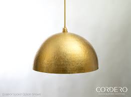 Brushed Brass Hammered Dome Pendant Light Fixture