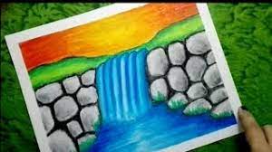 How To Draw Waterfall Scenery For Kids Waterfall Drawing Using Oil Pastels Youtube And the key to getting the best results with any oil pastel lesson is layering! how to draw waterfall scenery for kids