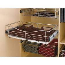 Compare sliding chrome wire basket system for base cabinets. 16 Inch Deep Closet Or Kitchen Cabinet Heavy Gauge Wire Baskets W Full Extension Slides By Rev A Shelf Kitchensource Com