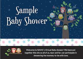 Host A Virtual Baby Shower With Your Own Personalized Event Website Cute Themes Like This Sleepy Night Owls Baby Shower Prizes Virtual Baby Shower Baby Shower