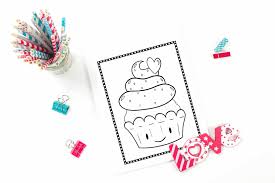 Coloring pages, black and white cute kawaii hand drawn cupcake doodles, lettering cupcake. Printable Cupcake Coloring Pages 20 Different Pages Fun Happy Home