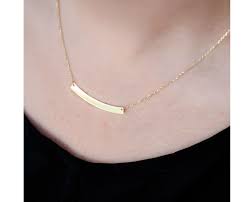 Rose gold jewelry women, gold bar necklace rose gold bar necklace, horizontal bar necklace. Curved Bar Necklace In Gold