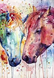 Triptih Fragment Watercolor Horse Animal Art Animal Paintings
