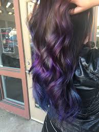 Purple And Blue Balayage Mermaid Hair Purple Hair Tips Colored Hair Tips Hair Color Auburn