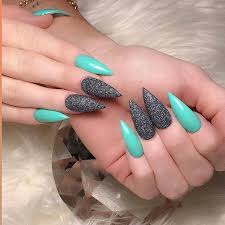 So, why green nails are so popular these days? Stylish Nails A Nice Combination Between Aqua Green And Holo Black Glitter Facebook