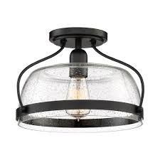 Quoizel Henderson 12 5 In Black Farmhouse Semi Flush Mount Light In The Flush Mount Lighting Department At Lowes Com