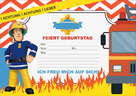 Feuerwehrmann Sam Einladung Zum Kindergeburtstag Feuerwehrmann Sam Geburtstag Feuerwehrmann Feuerwehrmann Sam