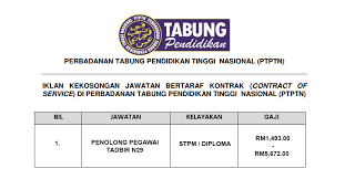 Gaji & syarat kelayakan disertakan. Tugas Penolong Pegawai Tadbir Ptptn