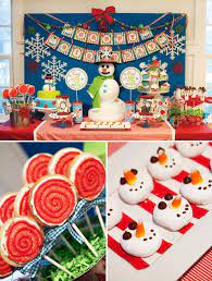 Festive Winter Wonderland Joint Birthday Party Hostess With The Mostess Christmas Birthday Party Kids Christmas Party Boy Birthday Decorations