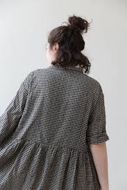 Rennes Ichi Antiquites Gingham Dress In Natural And Black Linen Cotton Gingham Dress Dresses Clothes Design