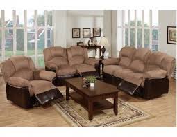 Microfiber Reclining Sofa Set Two Tone Saddle Living Room Sets Living Room Recliner 3 Piece Living Room Set