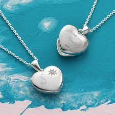 Hurleyburley Personalised Genuine Diamond Heart Locket Necklace Silver Locket Heart Heart Locket Heart Locket Necklace