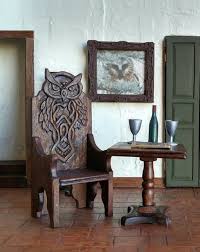 Handcarved Celtic Owl Throne Arm Chair Medieval Wizard Witch Artisan Crafted Dollhouse Furniture Dollhouse Furniture Medieval Furniture Chair
