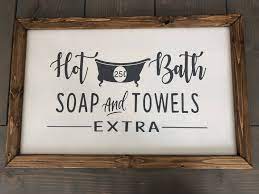 Bathroom Signs Hot Bath Sign Bathroom Wall Art Farmhouse Decor Rustic Wood Sign By Magothymarket On Etsy Htt Bath Sign Rustic Wood Signs Bathroom Signs