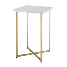 Whether you want to keep your remote, snacks or a book, an end table is super handy. Maxwell Two Tone Glam Side Table White Faux Marble Gold Saracina Home Target